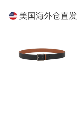 自营zegna双面经典银扣牛皮腰带-黑色 皮带 美国奥莱直发