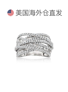 自营14 克拉白金 Ross-Simons 圆形和长方形钻石公路戒指 - 白色