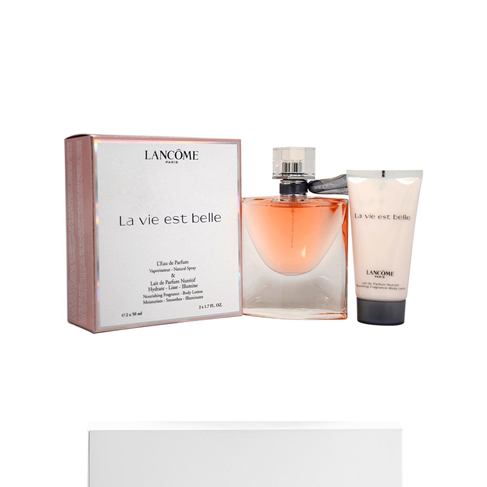 天猫国际美国直购美国直邮lancome兰蔻美丽人生2件套香水50ml+身体乳50ml花果香3