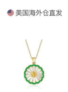 自营ross-simons罗斯 西蒙斯《珍珠之母》。18K金镀银黄绿色珐琅-