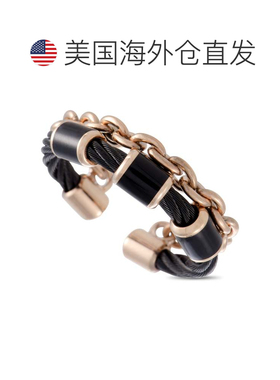 自营Charriol St. Tropez 不锈钢粉红色和黑色 PVD 黑色珐琅电缆