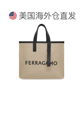 自营Ferragamo Men's Logo-Embossed Leather Tote Bag - beige