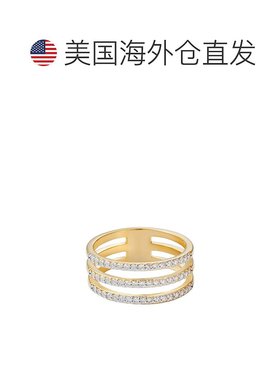 自营adornia14k Gold Plated CZ Triple Band Ring - gold 美国奥