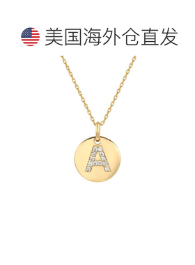 自营Suzy Levian 黄色纯银立方氧化锆字母首字母圆盘吊坠 - 黄色