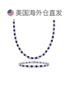 自营mimi & max47 1/4 CT TGW Created 蓝色和白色蓝宝 美国奥莱