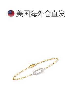 自营 14kt 黄金 Ross-Simons 钻石回形针链式手链 - 7.5 英寸 美