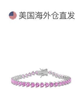 自营Mimi & Max 12 1/3 CT TGW 纯银打造粉色心形切割蓝宝石手链