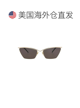 自营saint laurent猫眼镜框金属太阳眼镜-金色黑色 美国奥莱直发
