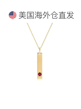 自营max + stone14k黄色金条吊坠项链，带3毫米小圆形宝石可调电1