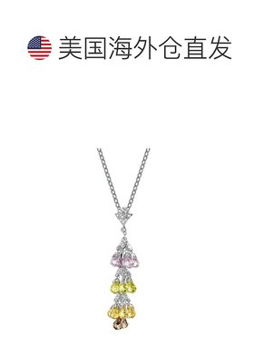 自营 geneviveGv 纯银方晶锆石镀金透明和黄色浅粉色和烧焦琥珀色