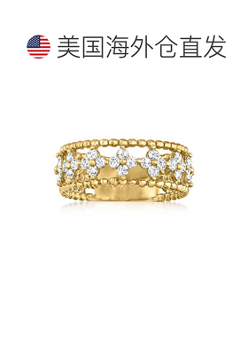 自营14 克拉黄金 Ross-Simons 钻石开放空间花朵戒指 - 白色 美国
