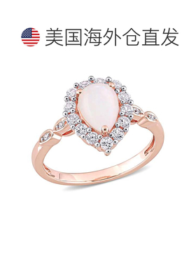 自营 mimi & max1 1/5 CT TGW 蛋白石 10K 玫瑰金白色蓝宝石和钻