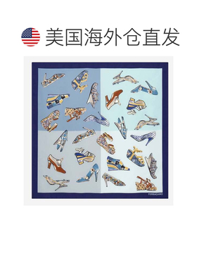 自营salvatore ferragamoGenio印花图案方形丝质围巾-白色 美国奥