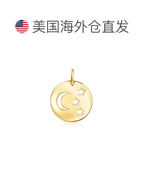 自营Ross-simons意大利14kt黄色金色月亮和星星镂空圆盘吊坠-0.75