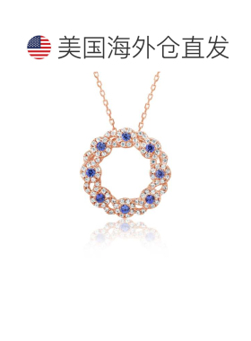 自营Suzy Levian 玫瑰纯银蓝宝石和钻石口音十字圆项链 - 蓝色 美