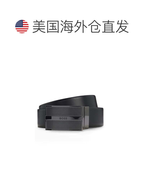 自营boss意大利皮革可reversible腰带-黑色 美国奥莱直发