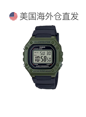 自营Casio Men's Water-Resistant Black and Green Digital Watc