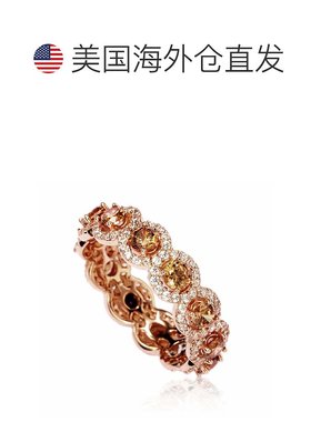 自营 Suzy Levian Rose 纯银立方氧化锆香槟圆形永恒戒指 白色 美