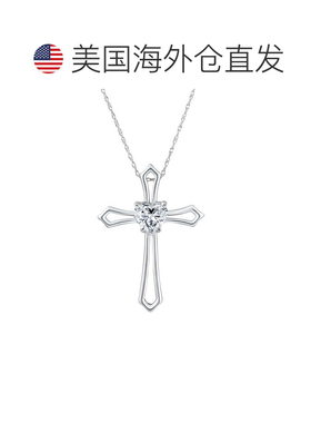 自营pompeii31Ct Cross Solitaire Heart Shape Diamond Necklace