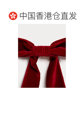自营Bonpoint小樱桃 Domina女童丝绒蝴蝶结红色丝带发夹发饰