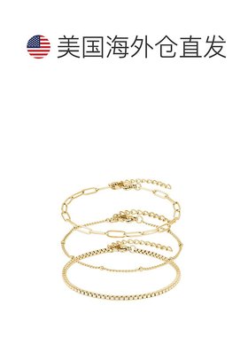 自营adorniaTarnish Resistant 18k Gold Plated 3-Chain Bracele