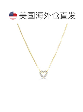 自营sabrina14K Yellow Gold Diamond Open Heart Necklace 0.25