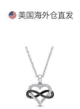 自营 Mimi & Max 1/10 克拉 TDW 钻石心形无限吊坠，带链条，925