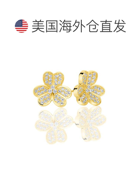 自营Suzy Levian 黄色纯银方晶锆石 3 花瓣耳环 - 黄色 美国奥莱