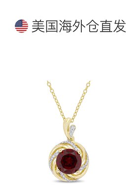 自营 mimi & max2 1/7 克拉 TGW 石榴石白色托帕石和钻石漩涡吊坠