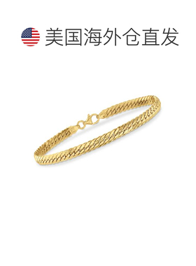 自营Ross-Simons 意大利 18 克拉黄金古巴链手链 8 英寸 美国奥莱
