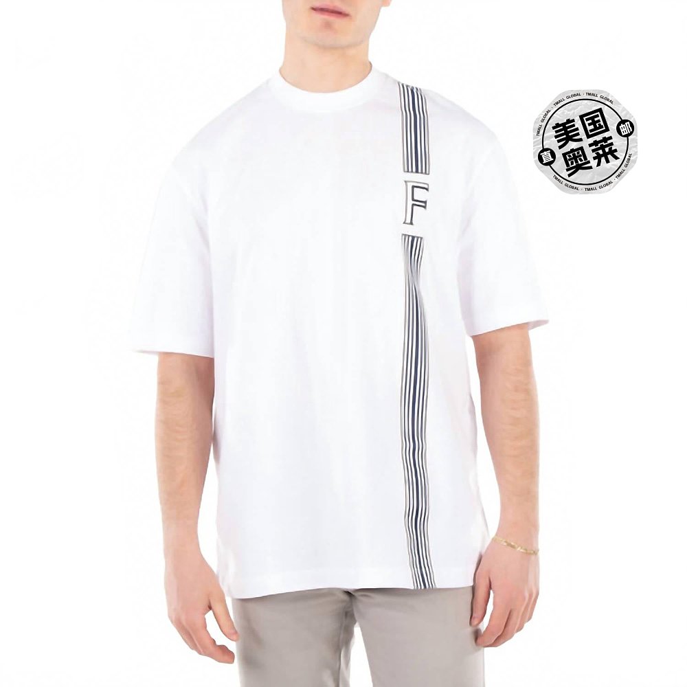 自营salvatore ferragamoStripe-Print Round Neck Cotton T-Shir - 图0