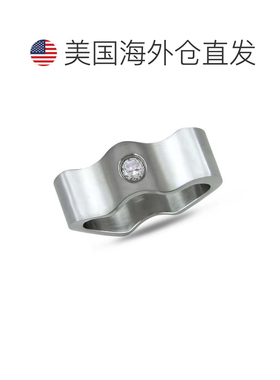 自营Mimi & Max 4mm Cubic Zirconia Stainless Steel Ring - whi