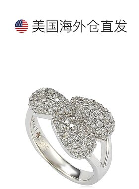 自营 Suzy Levian 密钉方晶锆石纯银戒指 - 白色 美国奥莱直发