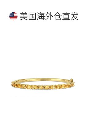 自营 mimi & max6 3/4 CT TGW 椭圆形切割黄水晶手镯镀黄纯银 -