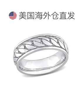 自营 925 纯银 Mimi & Max 罗纹设计男士戒指 - 白色 美国奥莱直