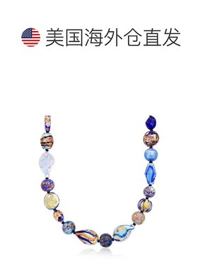 自营Ross-Simons 意大利蓝色穆拉诺玻璃珠项链 18 克拉金 18 英寸