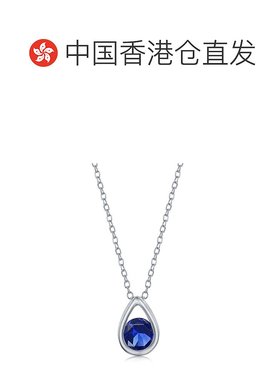 自营simona纯银梨形项链配圆形“九月诞生石” - 蓝宝石 - 蓝色