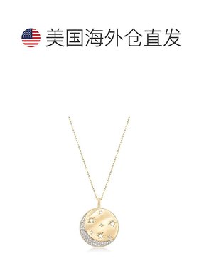 Ross-Simons 18 克拉黄金钻石月亮和星星圆盘吊坠项链 - 16 英寸