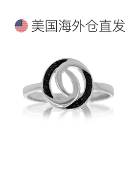 自营vir jewels 1/10 克拉 0.925 纯银镀铑黑色钻石戒指 - 银 美