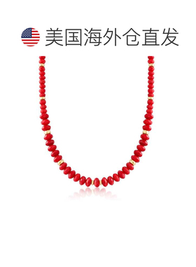 自营 Ross-Simons 渐变红色珊瑚珠项链配 14 克拉黄金 - 18 英寸