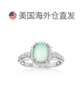 自营 925 纯银 Ross-Simons 埃塞俄比亚蛋白石和白色托帕石戒指 -