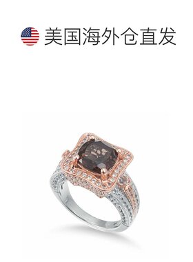 自营Suzy Levian 两色纯银 5.48 cttw 垫形切割烟熏石英戒指 - 棕