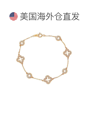自营Suzy Levian Rose 纯银白色立方氧化锆三叶草和圆形手链 美国