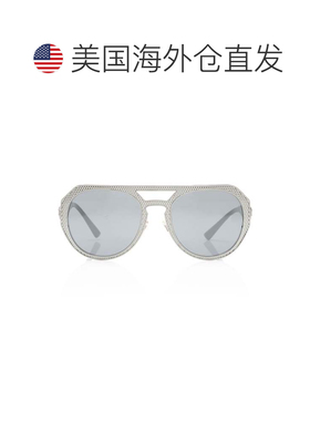 自营Versace Medusa Insignia飞行员太阳镜-黑色，银色 美国奥莱