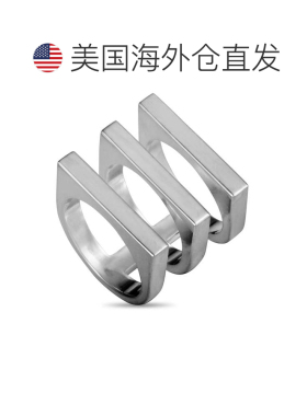 自营Georg Jensen戒指简约时尚银色扁平三环925银气质  美国奥莱