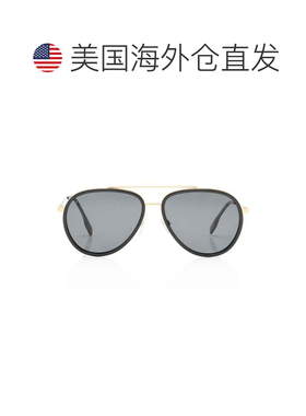 自营Burberry偏光格子飞行员太阳镜-黑色 美国奥莱直发