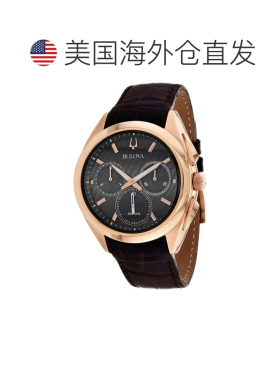 自营Bulova Men's Curv Black Round 42mm - black 美国奥莱直发