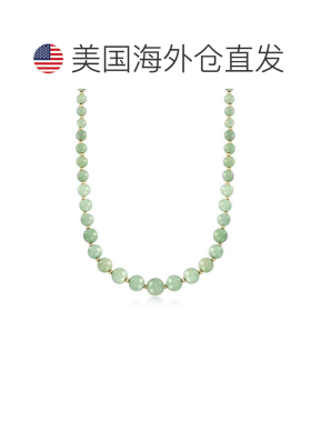 自营Ross-Simons 6-12 毫米绿色翡翠珠项链配 14 克拉黄金 18 英