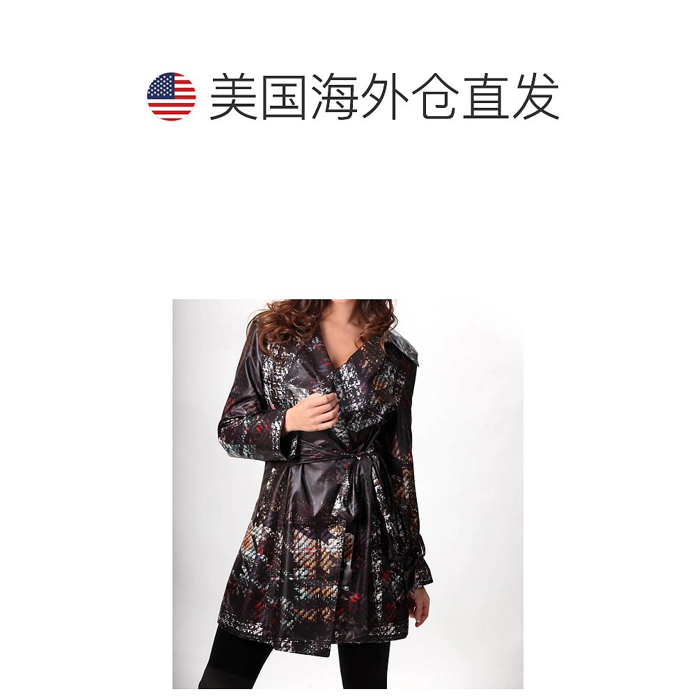 angelBelted Trench Rain Jacket In Black Multi black multi 【 - 图1