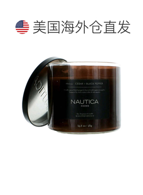 自营Nautica 14.5盎司AM Wax Blend 3芯蜡烛-猎户座雪松和黑胡椒-